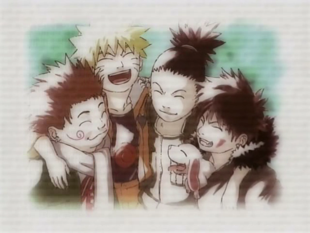NarutoMUD 'friends forever' archive art. The village cast.